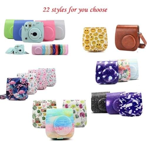 For Fujifilm Instax Minifor Camera Case Bag PU Leather Cover with Shoulder Strap Instax Mini 9 Mini 8 + Instant Film Cameras