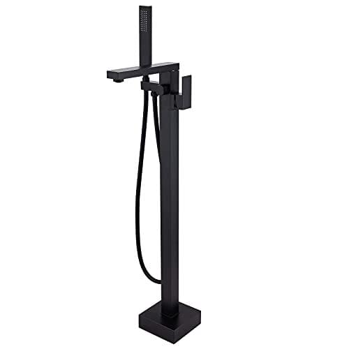 Aolemi Black Freestanding Bathtub Faucet Floor Mounted Bathtub Filled Single Handle Brass Faucet With Handheld Shower And Rotati
