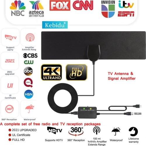 Adjustable Signal 4K Indoor HDTV Digital Amplifier Booster Digital TV Antenna 1080P HD TV Antenna Booster Long Range 200 Miles