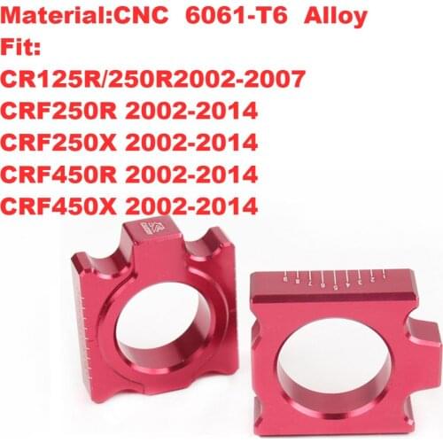 CNC Aluminum Rear Chain Adjuster Axle Blocks For Honda CR125/250R CRF250R/250X 450R/450X Dirt Bike Motortcycle Motocross