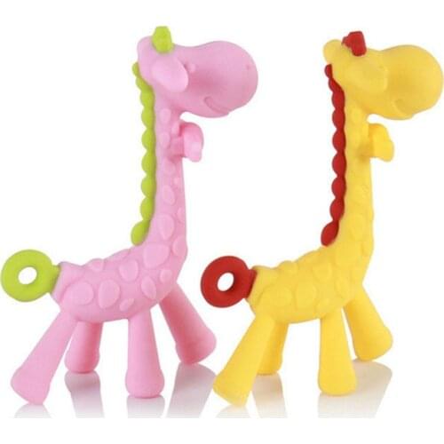 Cartoon Giraffe Shape Baby Teether Silicone BPA Free Infant Teething Toy New Necklace Hanging Toy For Baby Activity