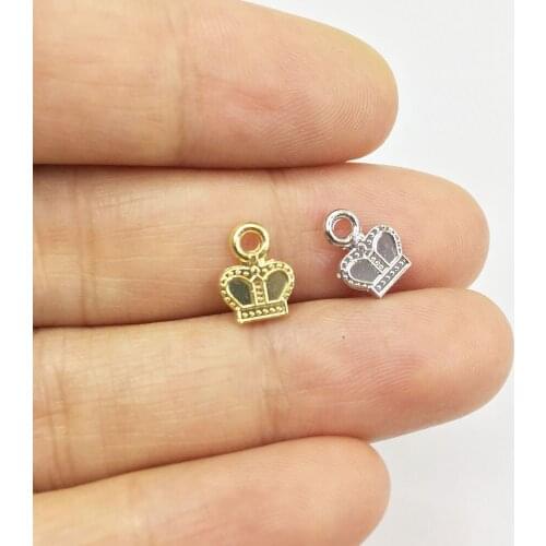 Eruifa 20pcs 7mm Tiny Crown Zinc alloy Jewelry DIY Charms Pendant Necklace, earring Bracelet 2 Colors