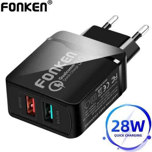 FONKEN Quick Charge 3.0 USB Charger 2 Port QC3.0 2.0 Fast Charge For Phone EU Plug Universal Dual Mobile Tablet USB Wall Adapter