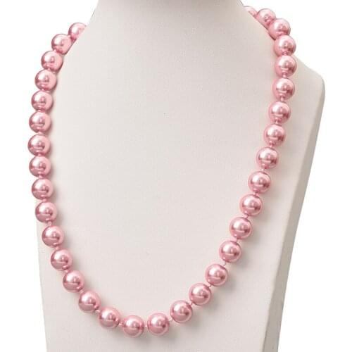 Pretty 10mm Size For Pink Pearls Necklace Jewelry Making Handmade Diy Imitation Pearls Necklace 18inch Statement Women H848