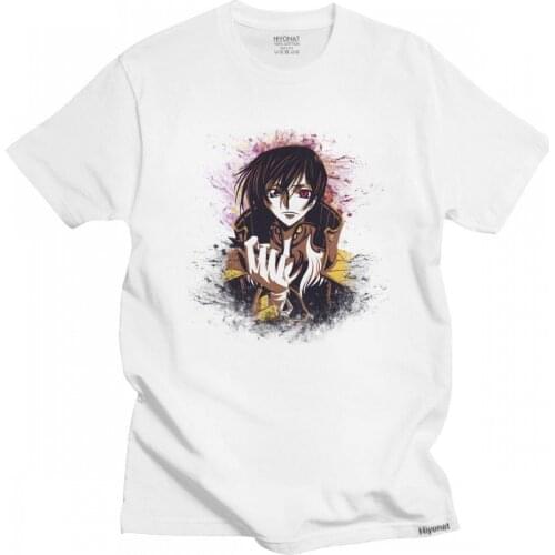 Cool Tshirt Men Lelouch Vi Lamperush Code Geass Short Sleeve 100% Cotton Anime T-shirt Leisure Classic Japanese Manga Tee Shirt