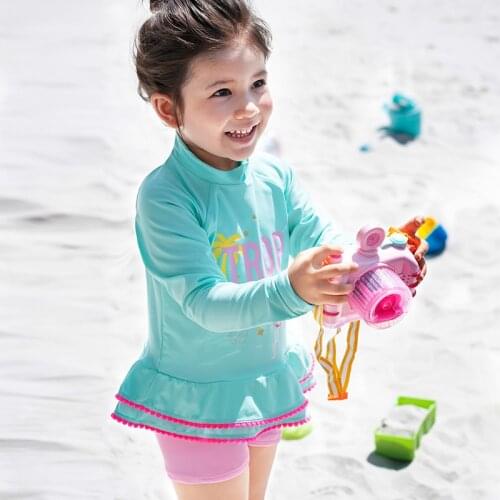 Julysand Girls Swimwear Cartoon printed Long Sleeve BathingSuit Kids Rashguard UV Protection High-end Swimsuit for Children