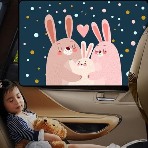 Summer Cartoon Car Window Sunshade Side Adjustable Curtain For Bady Kids Safe Uv