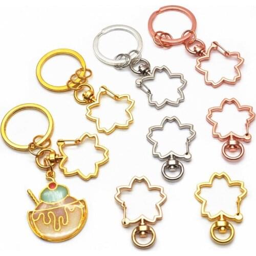 5 Pcs/Set Cherry Flower Metal Snap Hook Lobster Clasps Lanyard Keyrings DIY Keychain Key Accessories