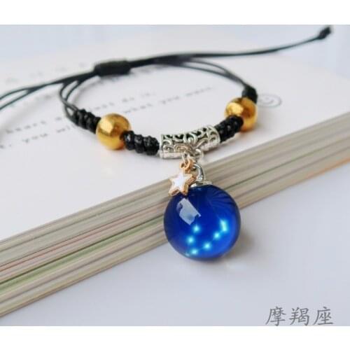 Fashion Cool Simple New 12 Constellation Starry Luminous Glass Ball Bracelet