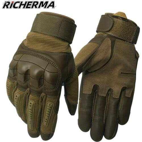 Army Green Motorcycle Gloves Knuckles Hand Protective Tactical Gloves Touch Screen Full Finger Durable Enduro Motocross Gloves