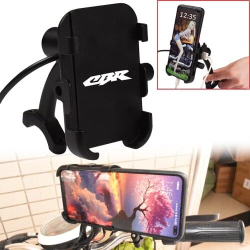 Motorcycle Phone Holder Handlebar Bracket With USB Charger Any Smartphone For Honda CBR 600R F4i 100XX 1000F cbr 600 954 1000 RR