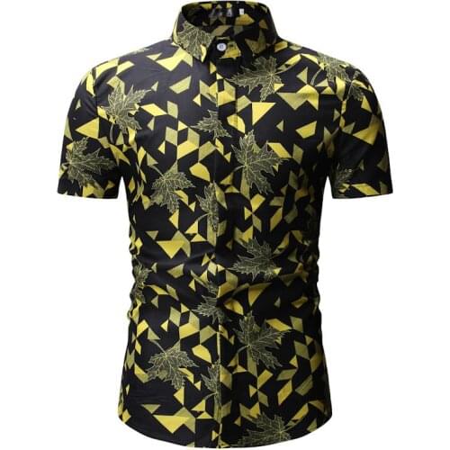 New Arrival Tshirt Men 2019 Summer New Mens Casual Floral Shirt with Short Sleeves