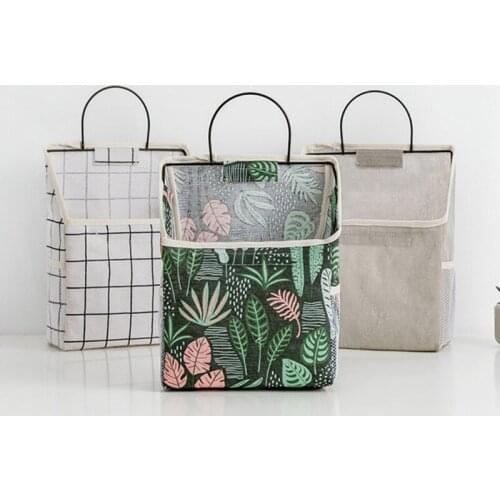 Wall Mounted Storage Bag Desktop Organizer Multi-function Waterproof Cotton Linen Hanging Basket for Kitchen Bderoom Living Room