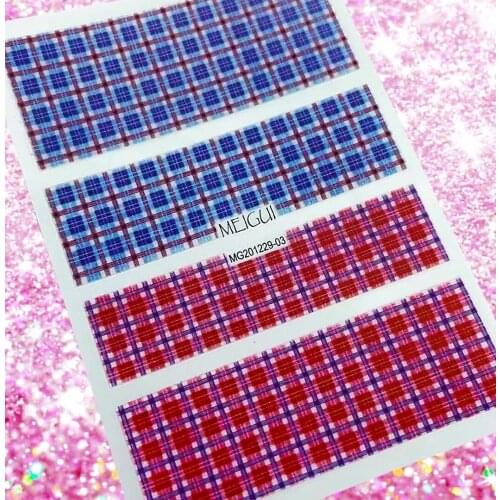 Newest 3D Nail Sticker Checked Design Nail Art Stickers Decals Adhesive Transfer Sticker Shiny DIY Nail Decoration HL53