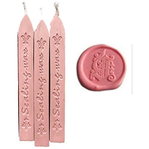 New 3pcs Pink Wax Sticks with Wicks for Decorative Wedding Invitations Wax Seal Sealing Stamp Gift Cards Sealing Wax (Pink)
