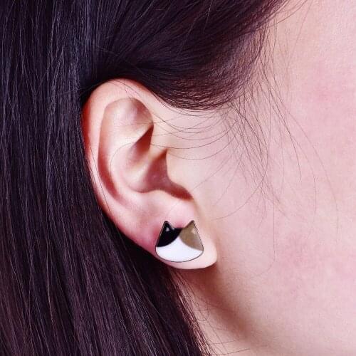 New Fashion Korean Designed Colorful Cute Animal Earrings For Women Cat Head Metal Small Earrings Female Jewelry Gift Wholesale