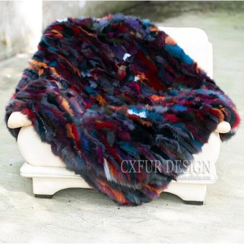 CX-D-54B 2019 New Product Pachwork Real Fox Fur Blanket/Fur Throw/Fur Rug