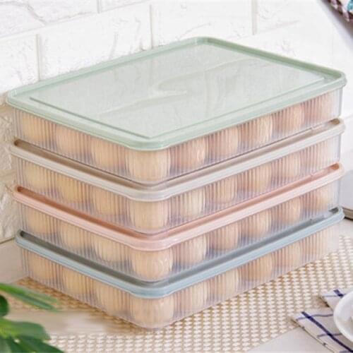 Plastic Egg box kitchen egg storage box 24 Grid Eggs holder Stackable freezer storage organizers egg storage Container