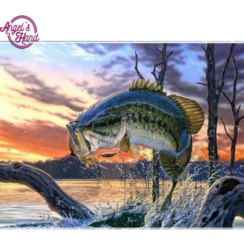 Full Square Fish Diamond Painting Animal Cross Stitch Rhinestones Crystal Diamond Embroidery Needlework Wall Decor Mosai