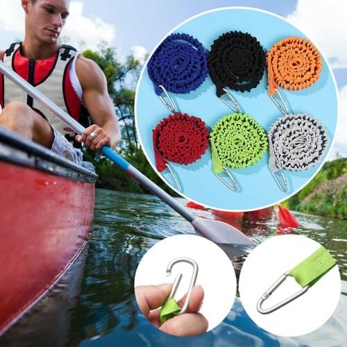 Adjustable Elastic Kayak Canoe Paddle Leash Fishing Rod Leash Safety Rope Carabiner Rowing Boats Accessories