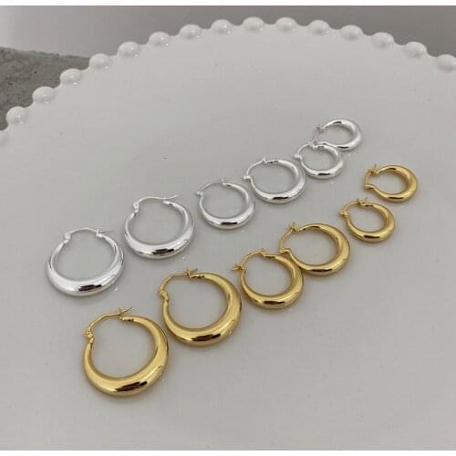 Silvology 925 Sterling Silver 20/25/30MM Glossy Thick Hoop Earrings for Women Simple Exaggeration Big Earrings Statement Jewelry