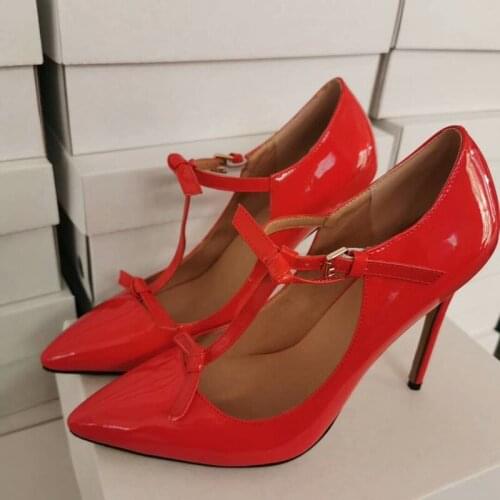 SHOFOO shoes,Elegant and fashionable womens shoes, patent leather, about 11cm high heels, pointed toe pumps. SIZE:34-45