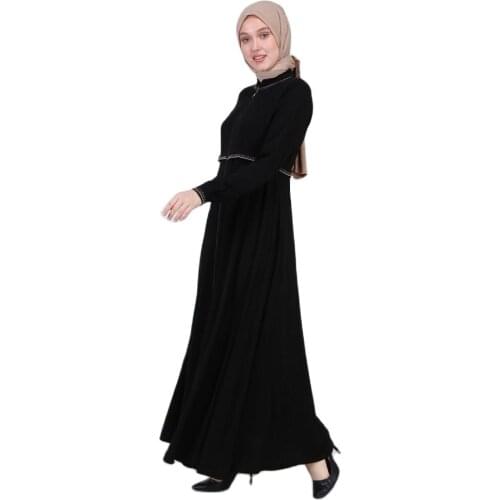 Stylish Women Islamic Hijab Clothing Abaya Muslim Caftan Eid Wedding Evening Long Dress Made of Turkish Turkey Wear Jilbab 2021 Caftan Moroccan Dubai Fashion Modest Khimar Open Jalabiya Products Arabic Set Black Veiled