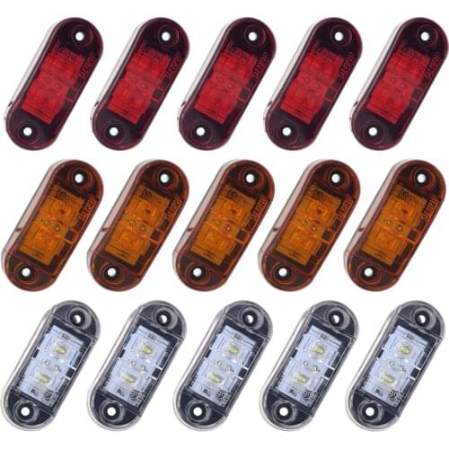 10pcs 12V 24V Warning Light LED Clearance Light Oval Trailer Truck Red Amber White LED Side Marker Lamps Truck Car Accessorie