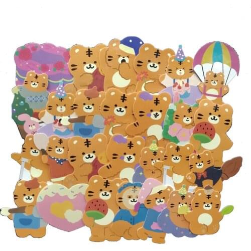 TD ZW 40Pcs Cute Little Tiger Stickers For Suitcase Skateboard Laptop Luggage Fridge Phone Car Styling DIY Decal Pegatinas