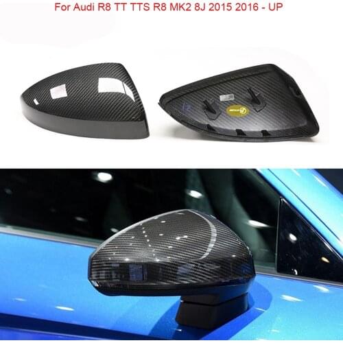 Real Carbon Fiber Rear View Mirror Cover for Audi R8 TT TTS R8 MK2 8J 2015 2016 - UP Carbon Caps Car Styling with Lane Assit