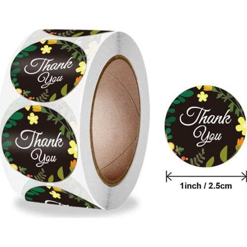 50-500pcs Exquisite stickers Round 1inch Thank you Flower sticker Garland color stickers Cookie Dessert Packaging Sticker