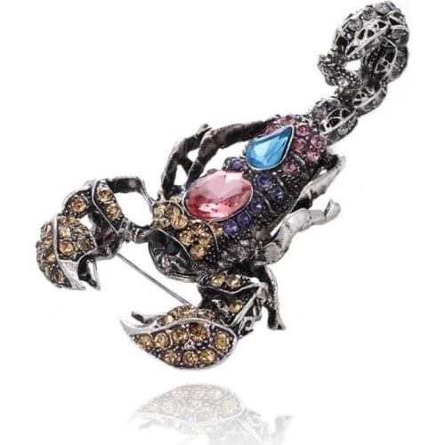 Paved Red Blue Rhinestone Scorpion Brooches For Women And Men Alloy Animal Party Weddings Animal Banquet Brooch Pin Gifts X145