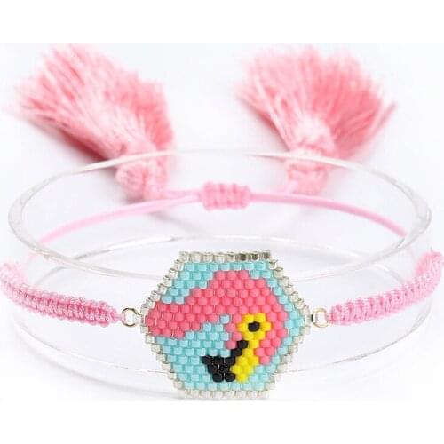 Flamingo Hand Weaving Crystal Fringed Womens Bracelet