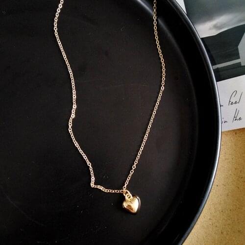 Metal Heart Pendants Necklaces For Women Gold Color Jewelry Clavicle Chain Wedding Party Gift Collier Femme