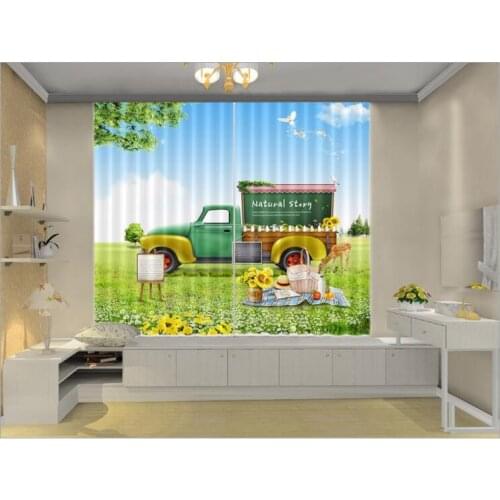 Kids Bedroom 3D Window Curtain Luxury Blackout Living Room Lawn decorate Drapes Rideaux Cortinas Customized size pillowcase