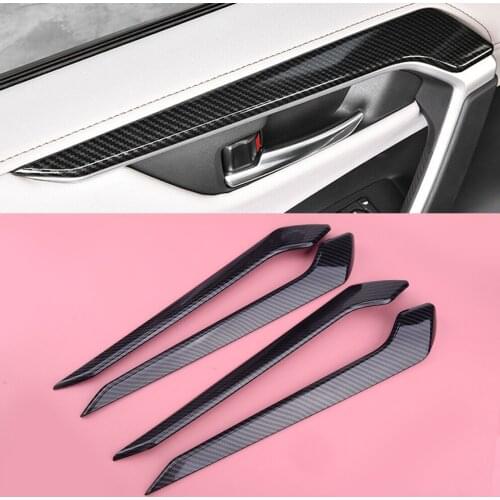 40 cm Carbon Fiber Style Interior Door Bowl Upper Strip Trim Fit For Toyota RAV4 2019 2020