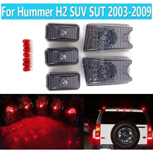 5 pcs For Hummer H2 SUV SUT 2003-2009 Roof Cab Marker Cover & T10 5050-5SMD Red LED Light Bulbs