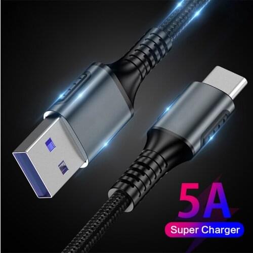 5A Super Fast Charging USB Type C Cable Quick Charger Cable For Samsung S10 S9 Huawei P40 P30 Pro Xiaomi Mobile Phone USB-C Wire