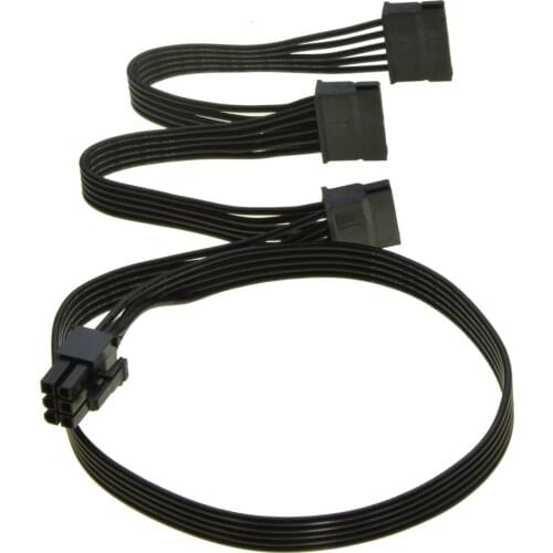 6 Pin Male 1 to 3 SATA 15Pin Power Supply Splitter Extension Cable 15P Power Port Multiplier for Seasonic KM3 Series Modular