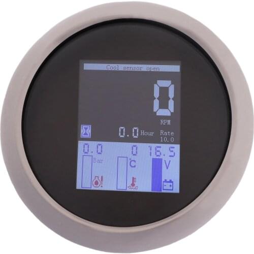85MM 4 In 1 Multi-functional Gauge Meter 9-32V Digital Tachometer Oil Pressure Water Temp Voltmeter 0-10 Bar With Alarm