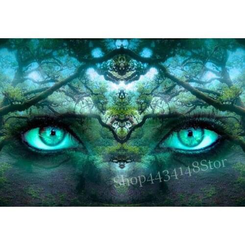 ArtBack full square / round diy diamond painting green eye pattern 3D rhinestone diamond mosaic decorative painting