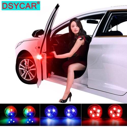 DSYCAR 1Pair Car Door Wireless Safety LED Light Warning Door Light LED Strobe for Anti rear-end Collision Magnetic switch