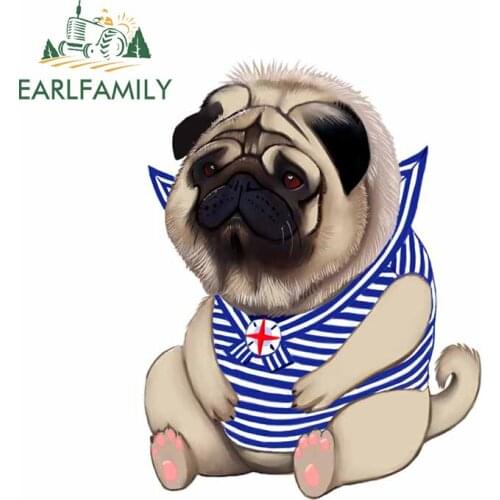 EARLFAMILY 13cm x 10cm for Pug Draw Vinyl Car Sticker Personality Scratch-proof Car Wrap Kids Room Motocycle Helmet Auto Decal