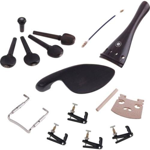 Ebony Wood 4/4 Violin Accessories Chinrest + Endpin +Tuners+Tailpiece+Peg