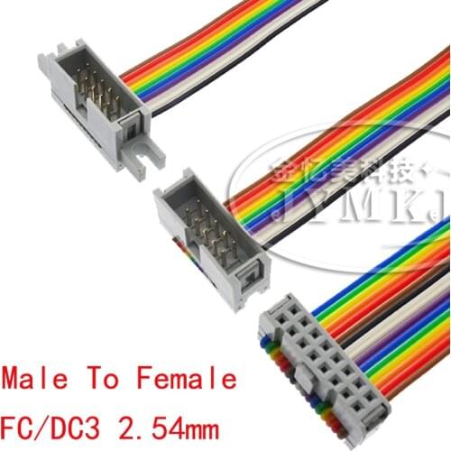 FC/DC3-10P/16P/20/26/30/34/40 Pin 2.54MM pitch Flat Ribbon Male To Female PATA Hard Drive IDE Data Extension Cable Verleng kabel