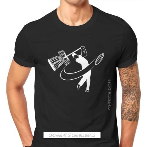 Golfer Swinging A Basket TShirts Disc Golf Baskets Throw Exercise Men Style Fabric Streetwear T Shirt O Neck Big Size