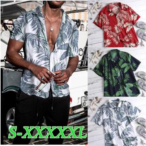 Mens Hawaiian Shirt Male Casual camisa masculina Printed Beach Shirts Short Aloha Floral Printed clothing Plus Size S-5XL