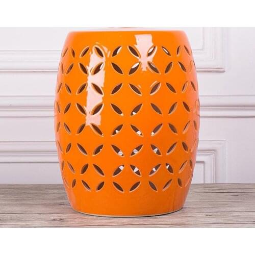 Jingdezhen Ceramic Stool Orange Hollow Household Ceramic Stool Handmade Modern Ceramic Stool Shoe porcelain Changing Stool