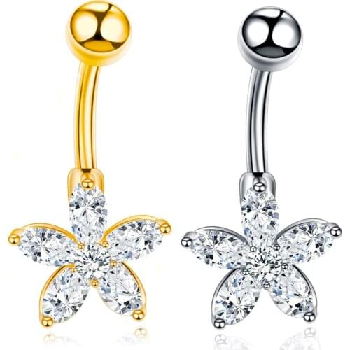 Surgical Steel Navel Piercings Belly Button Rings Fashion Star Shape Crystal Navel Ring Sexy Navel Earring Piercing Body Jewelry