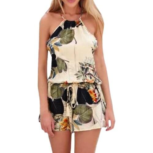 Summer Bohemian Flower Print Rompers Women Short Sleeve Floral Lace Playsuit Ladies Dress Jumpsuit Shorts Romper Комбинезон